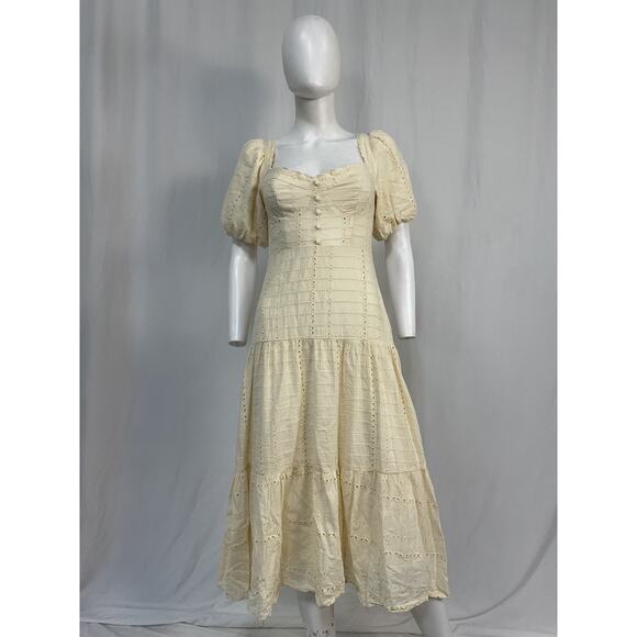 Astr The Label 'Baldwin' Cream Cotton Dress Size S - Picture 2 of 5